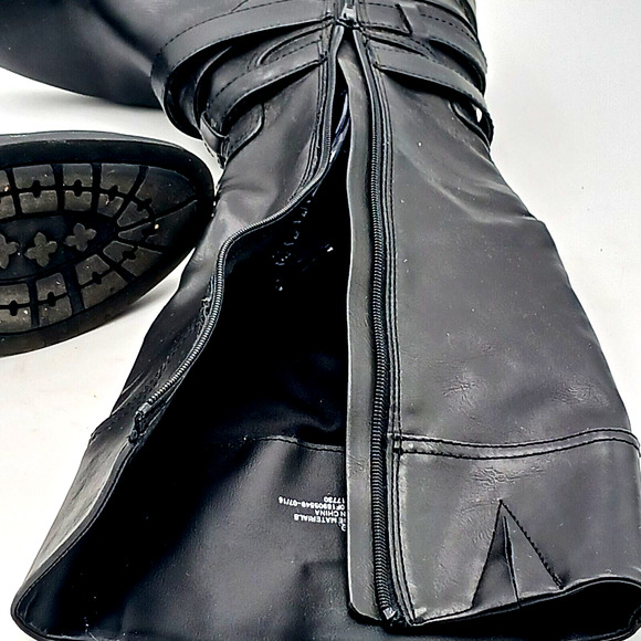 Target Riding Boots‎ Faux Leather Cognac Women’s Size 9 Black Side Zip - Picture 7 of 8